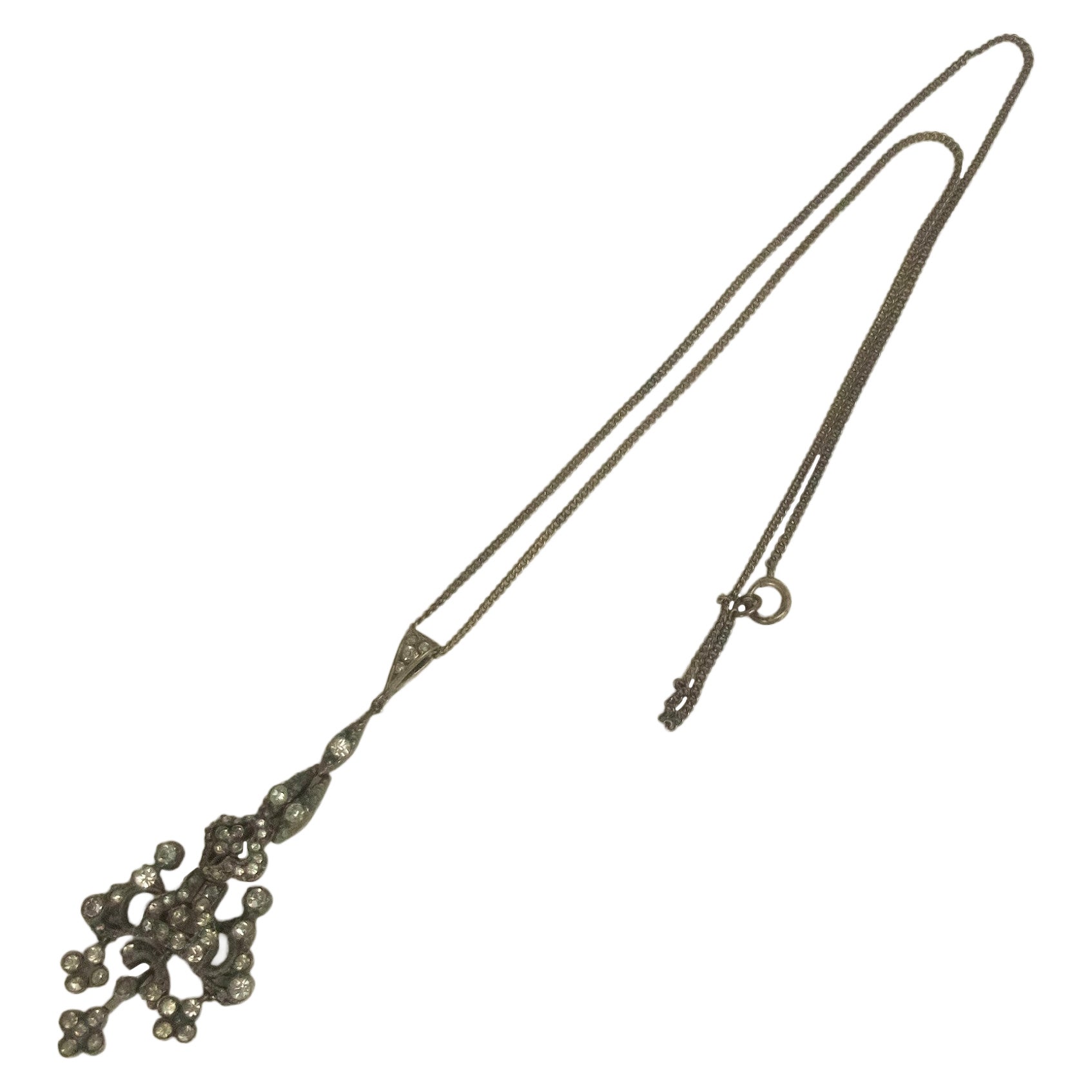 Pendentif édouardien articulé en strass