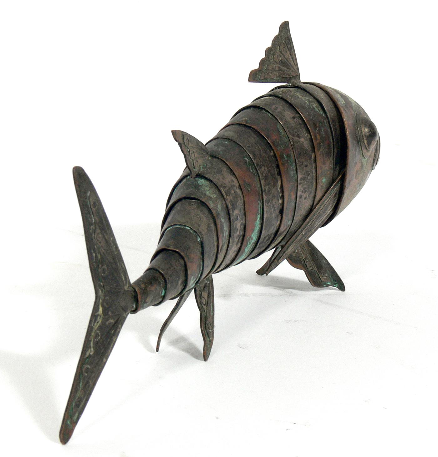 Mid-Century Modern Articulated Fish Sculpture by Graziella Laffi