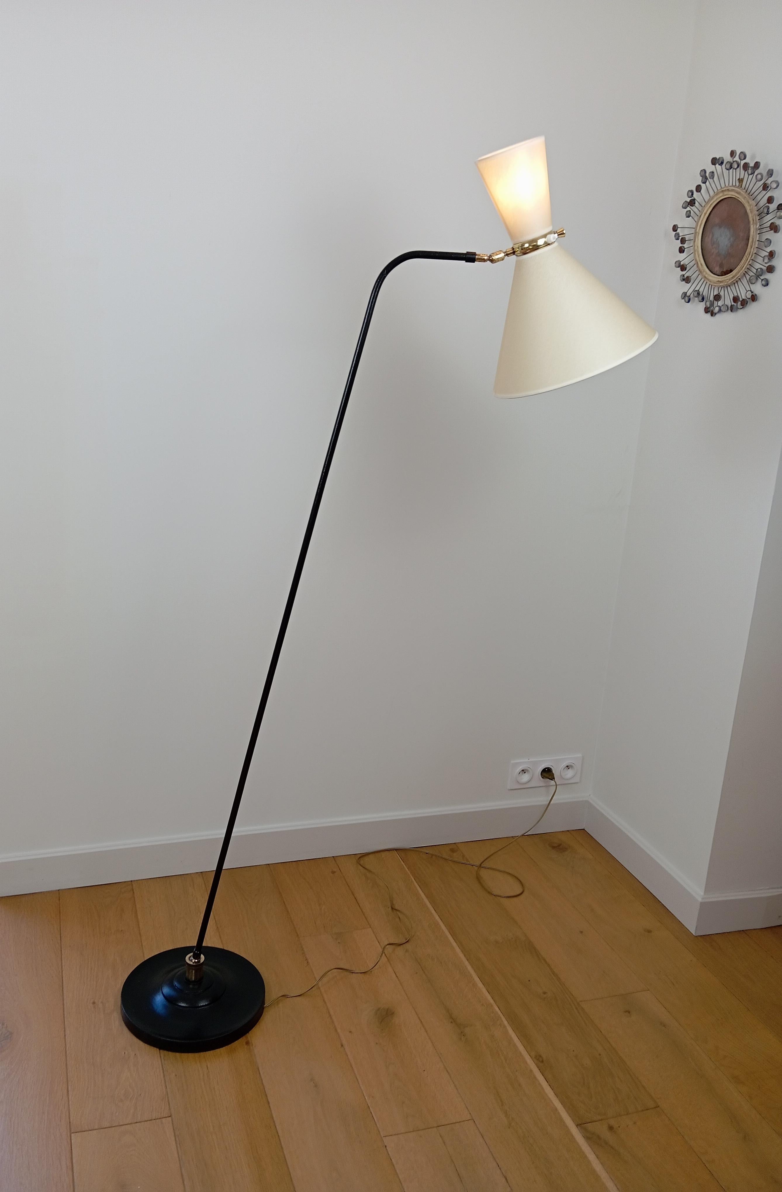 Mid-Century Modern Articulated floor lamp, Maison Monix circa 1950 For Sale