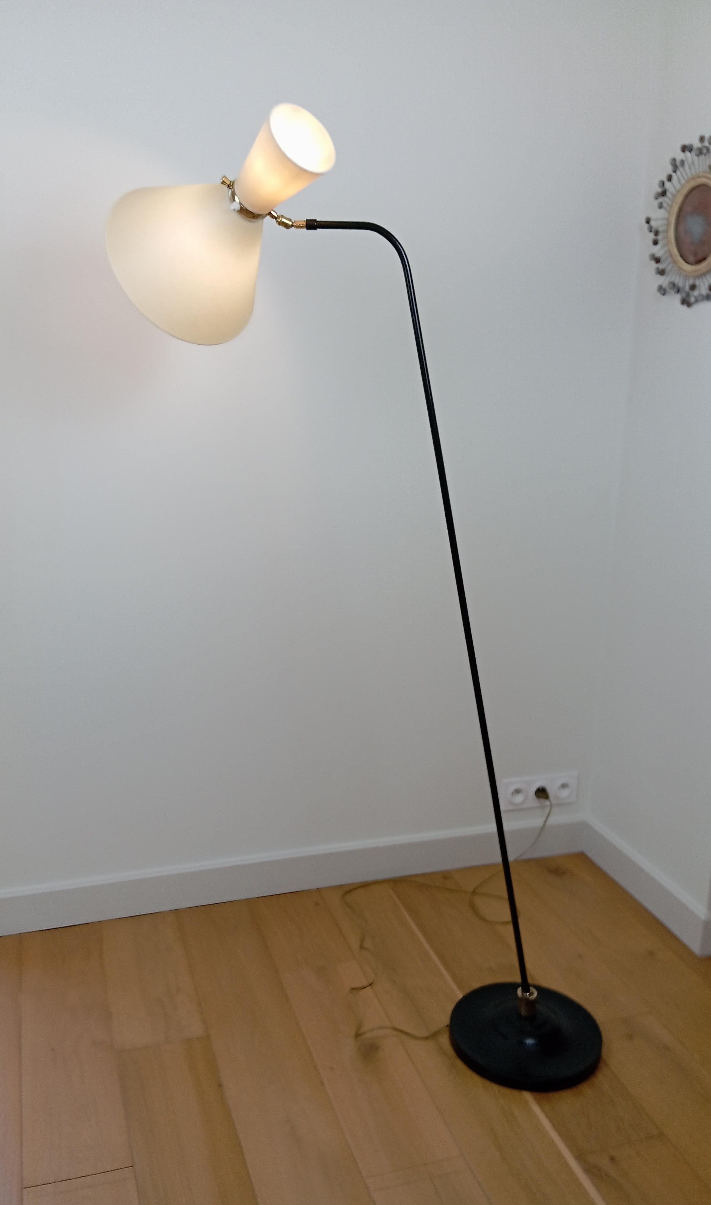 French Articulated floor lamp, Maison Monix circa 1950 For Sale