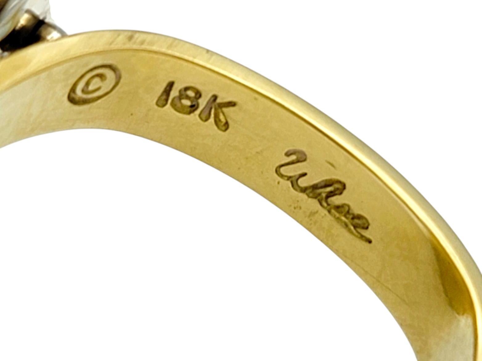 Bague cocktail tablette incrustée de pierres précieuses articulées abstraites en or jaune 18 carats en vente 1