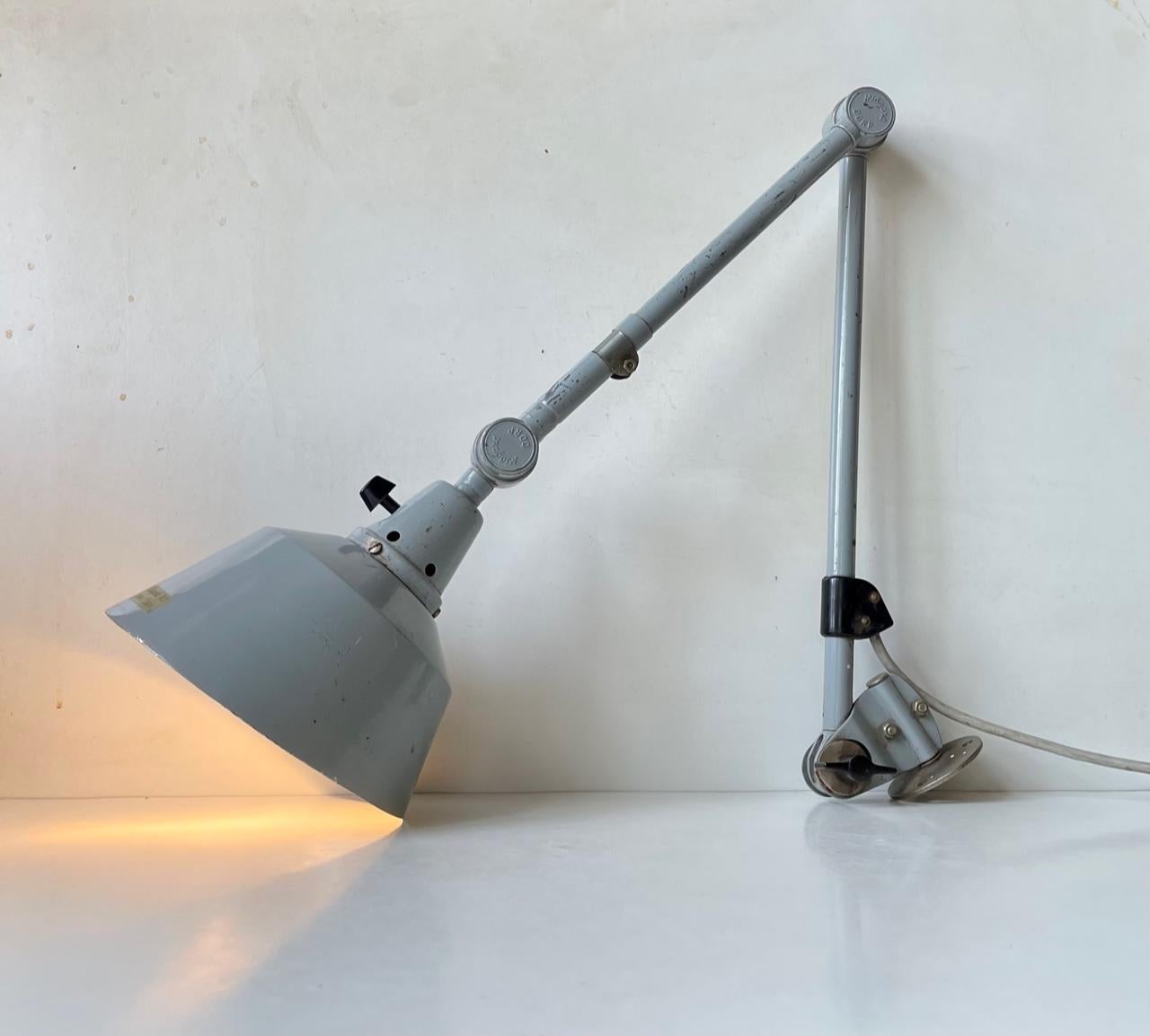 Bauhaus Articulated Grey Industrial Wall Sconce by Curt Fischer for Midgard, 1930s For Sale
