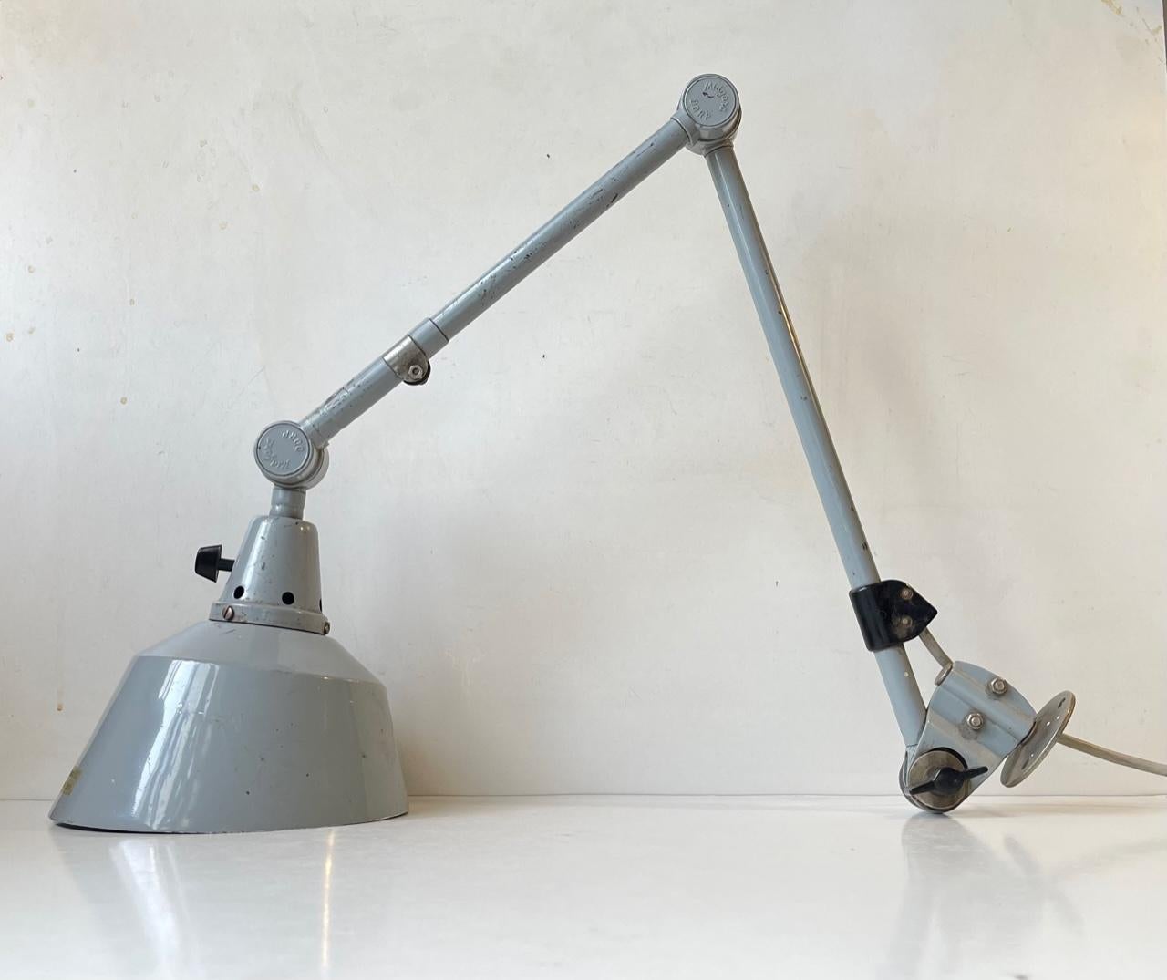 Mid-20th Century Articulated Grey Industrial Wall Sconce by Curt Fischer for Midgard, 1930s For Sale