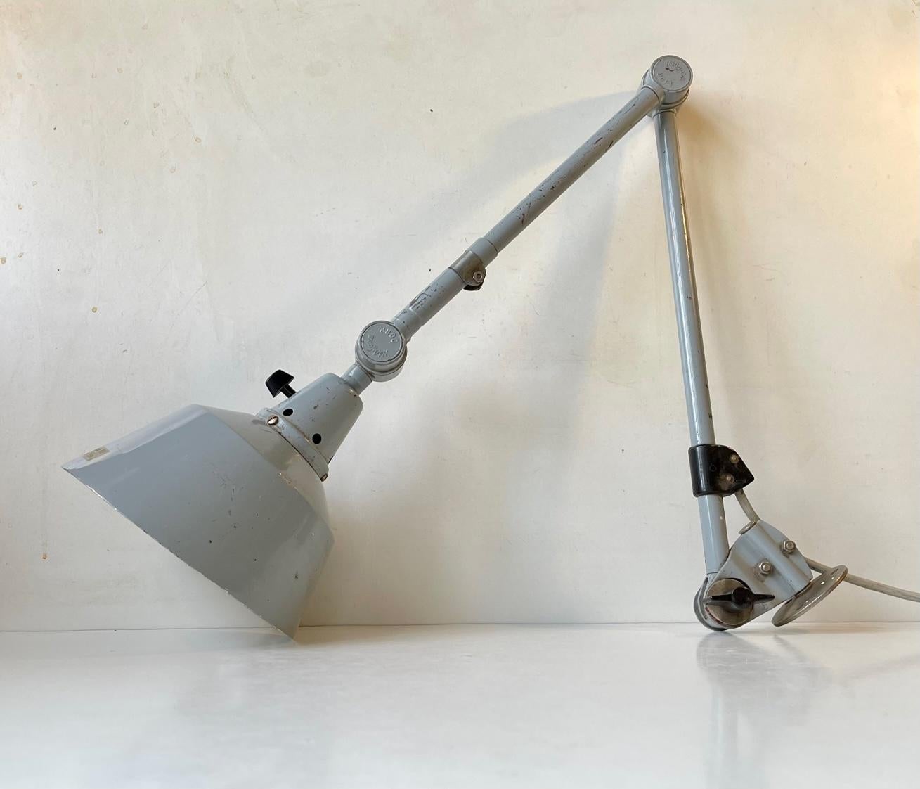 Aluminum Articulated Grey Industrial Wall Sconce by Curt Fischer for Midgard, 1930s For Sale