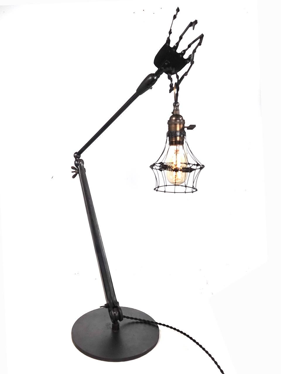 Steampunk Articulated Hand Table Lamp For Sale
