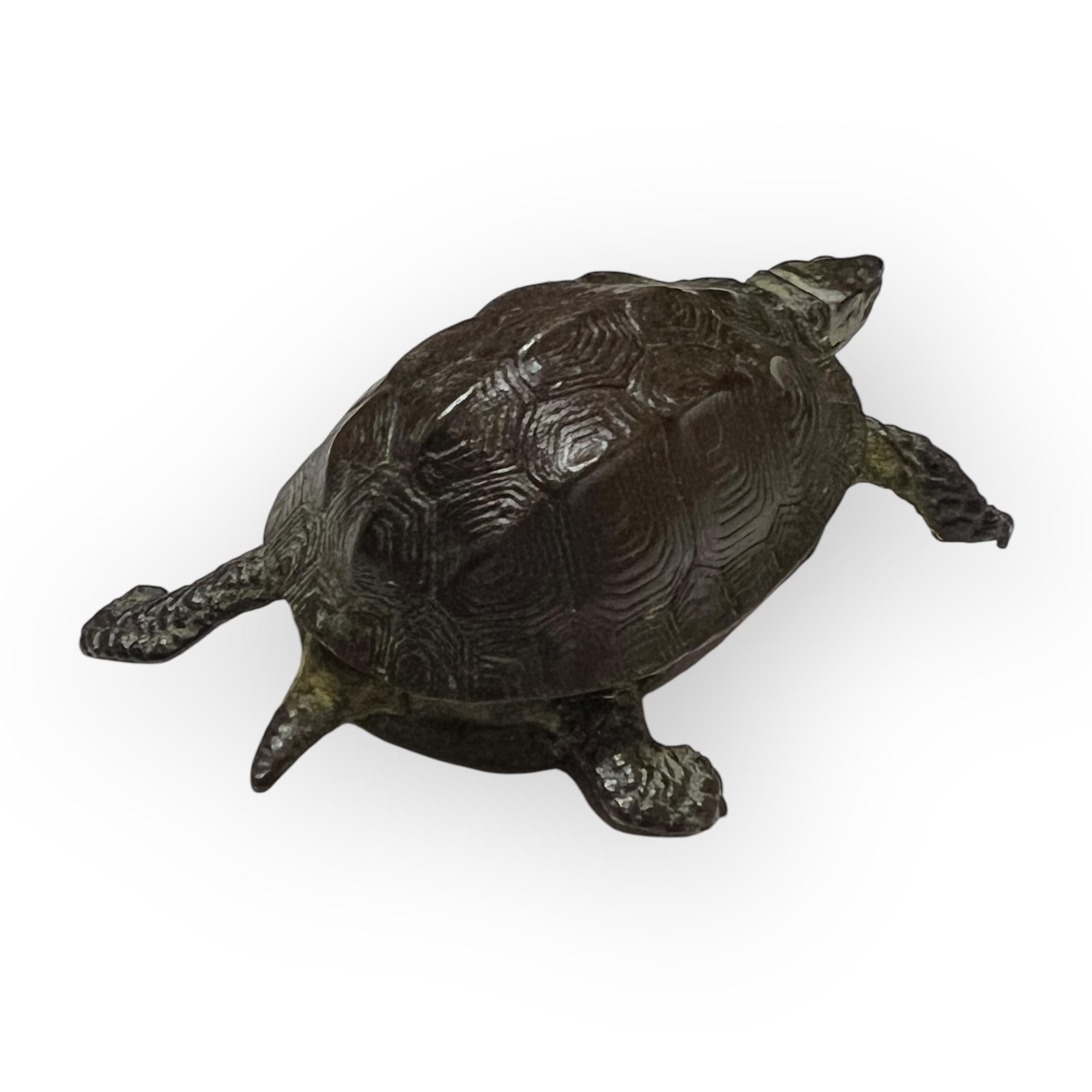 20th Century Articulated Japanese Bronze animal, Turtle signed by Hata – Japan, Meiji/Taisho