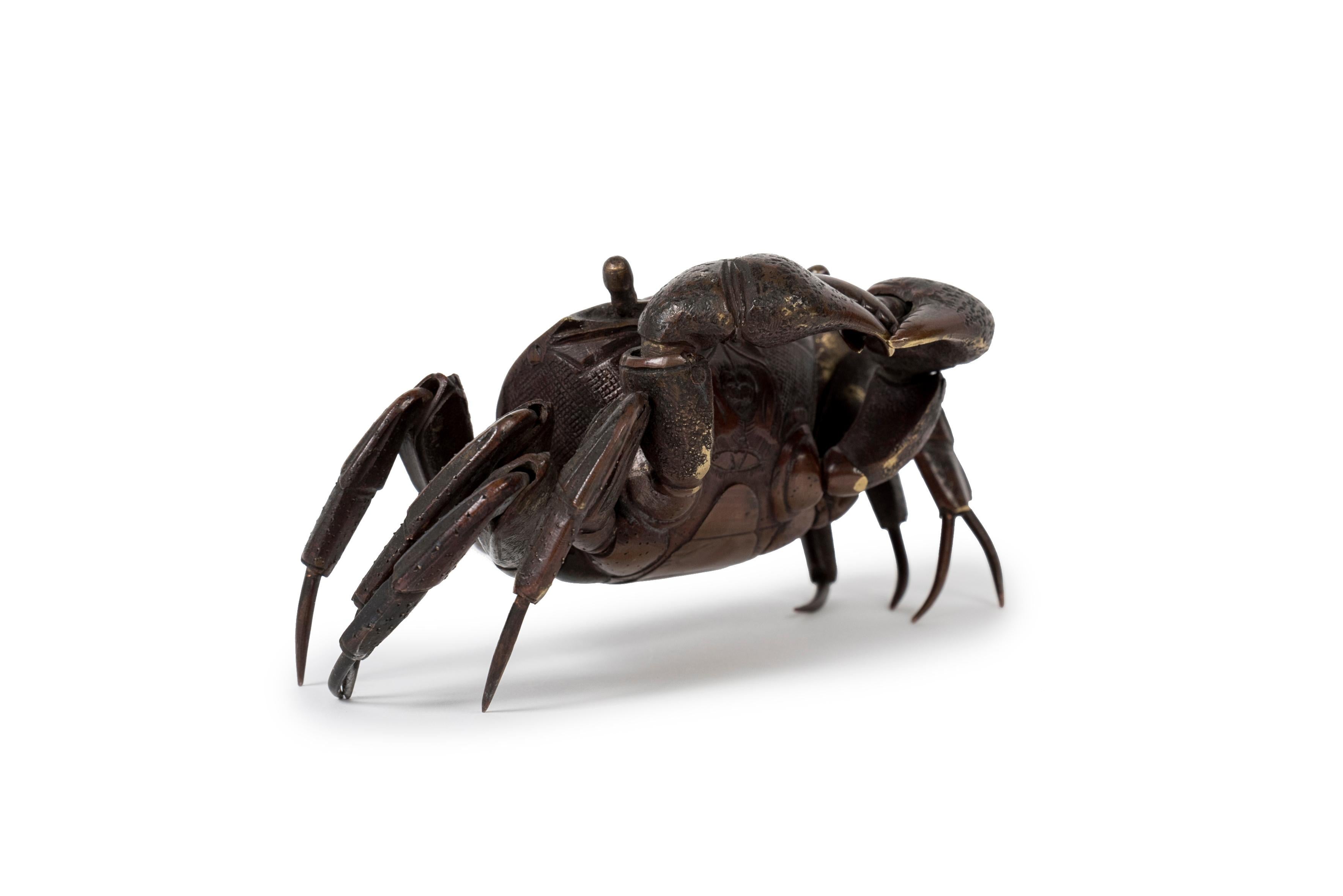 Japanese Articulated jizai okimono crab - Japan, Meiji