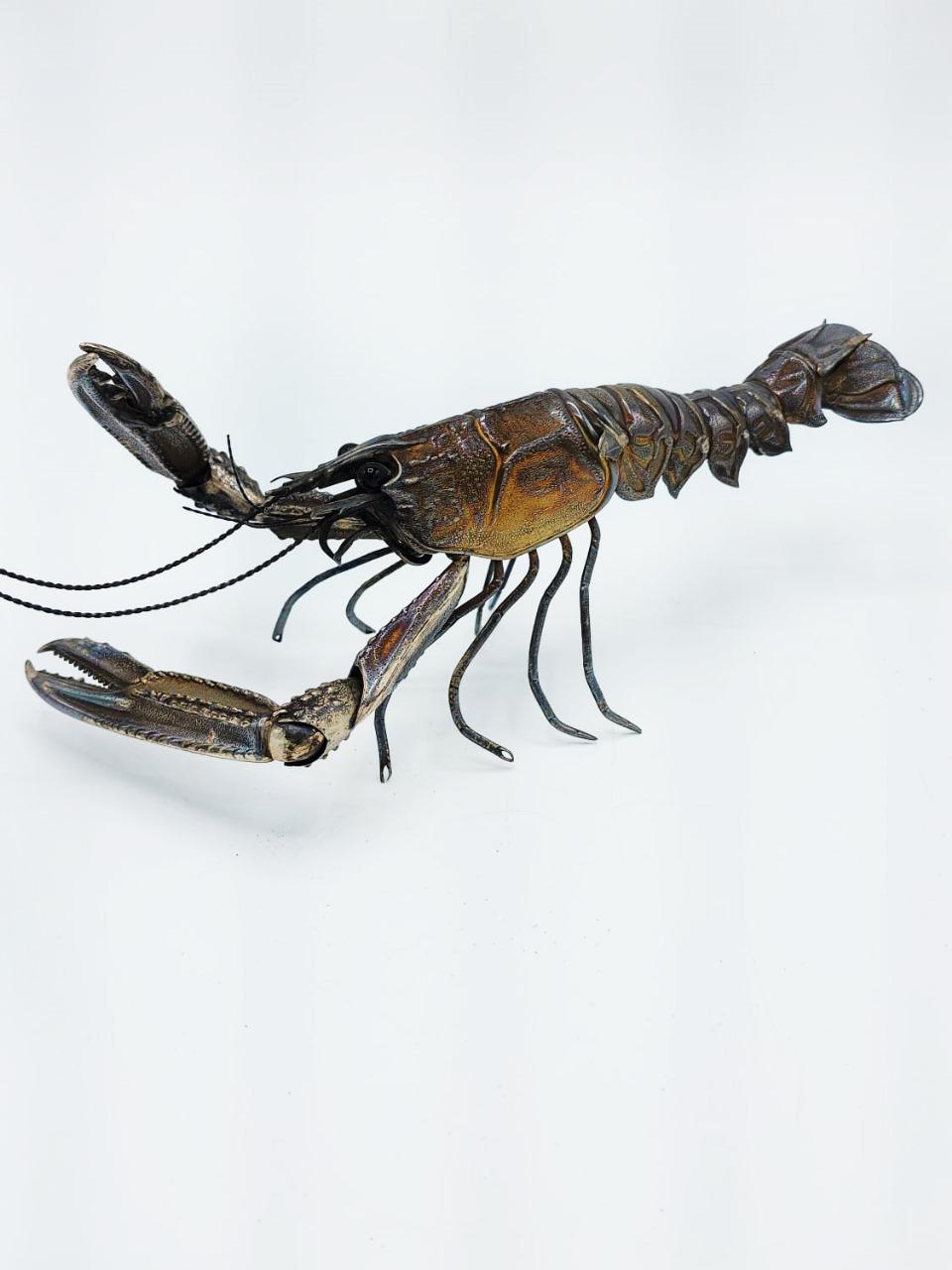Art Deco Articulated lobster in Spanish silver, 20th century For Sale