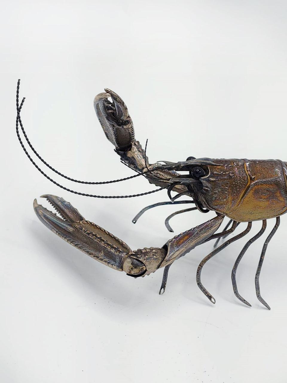 Articulated lobster in Spanish silver, 20th century For Sale 2