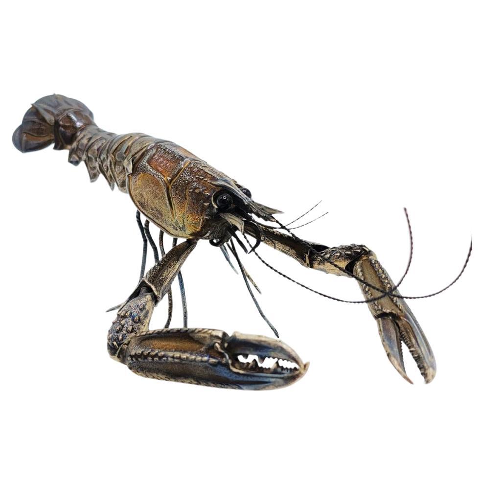 Articulated lobster in Spanish silver, 20th century For Sale