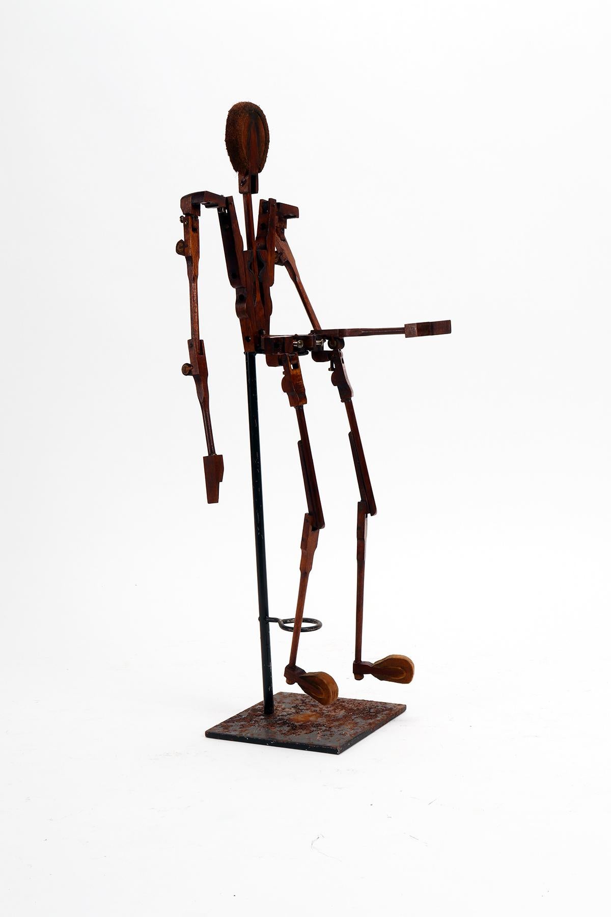 Brass Articulated mannequin made with the percussion hammers of a piano Italy 1940 For Sale