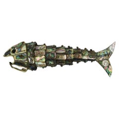 Articulated Mexican Abalone and Brass Bottle Opener by Los Castillo