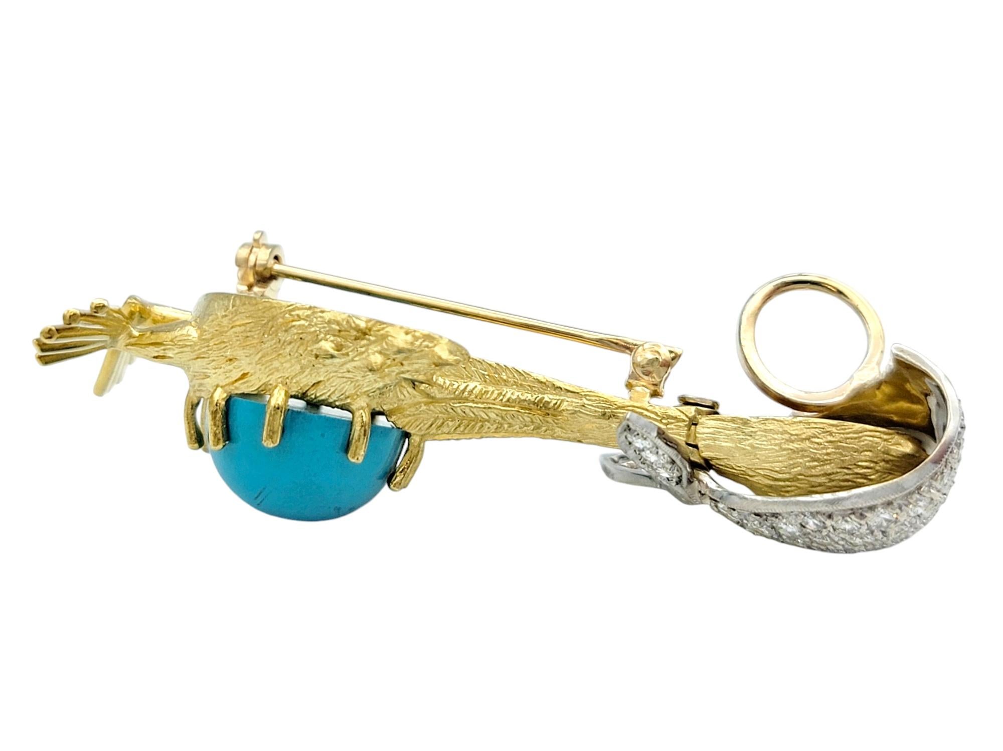 Articulated Mother Goose Brooch / Pendant with Diamonds in 18 Karat Yellow Gold In Good Condition For Sale In Scottsdale, AZ