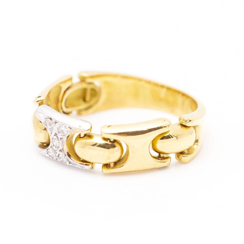 Women's Articulated Ring in Bicolour Gold and Diamonds For Sale