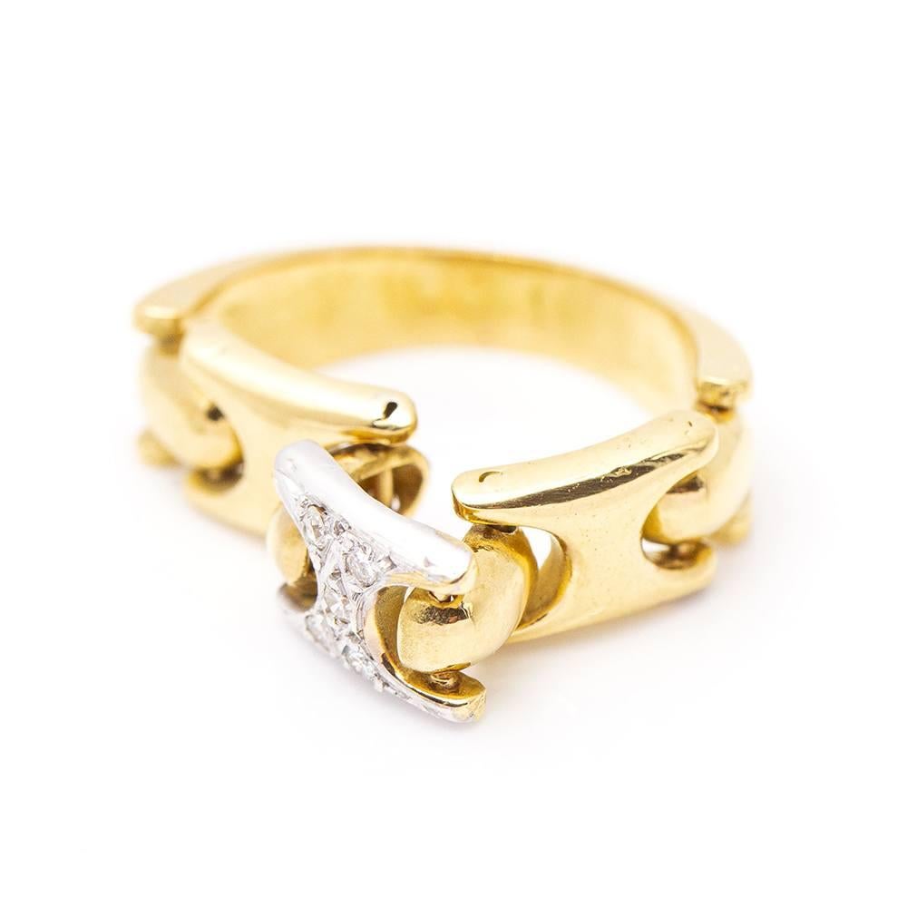 Articulated Ring in Bicolour Gold and Diamonds For Sale 1