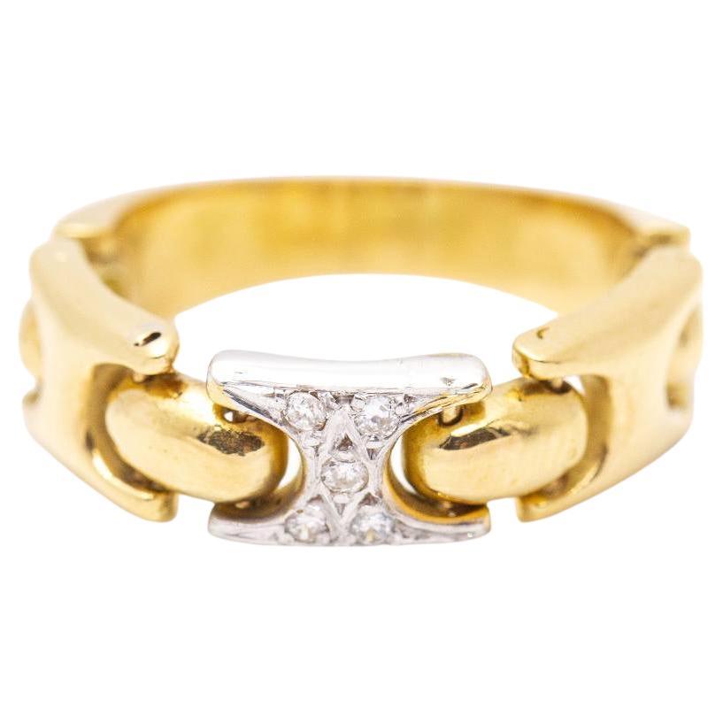 Articulated Ring in Bicolour Gold and Diamonds For Sale