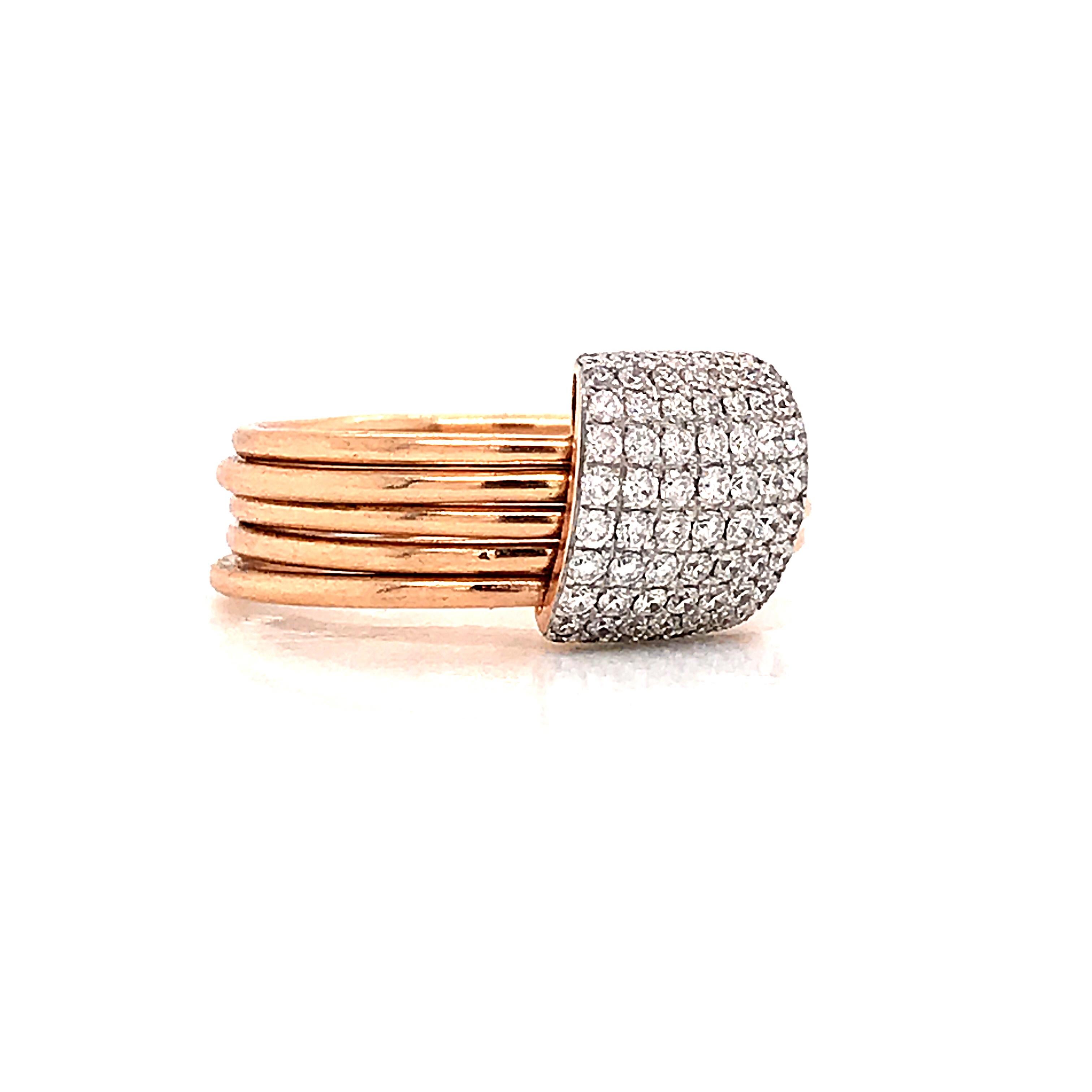 Articulated Rings Diamonds Rose Gold 18 Karat For Sale 6