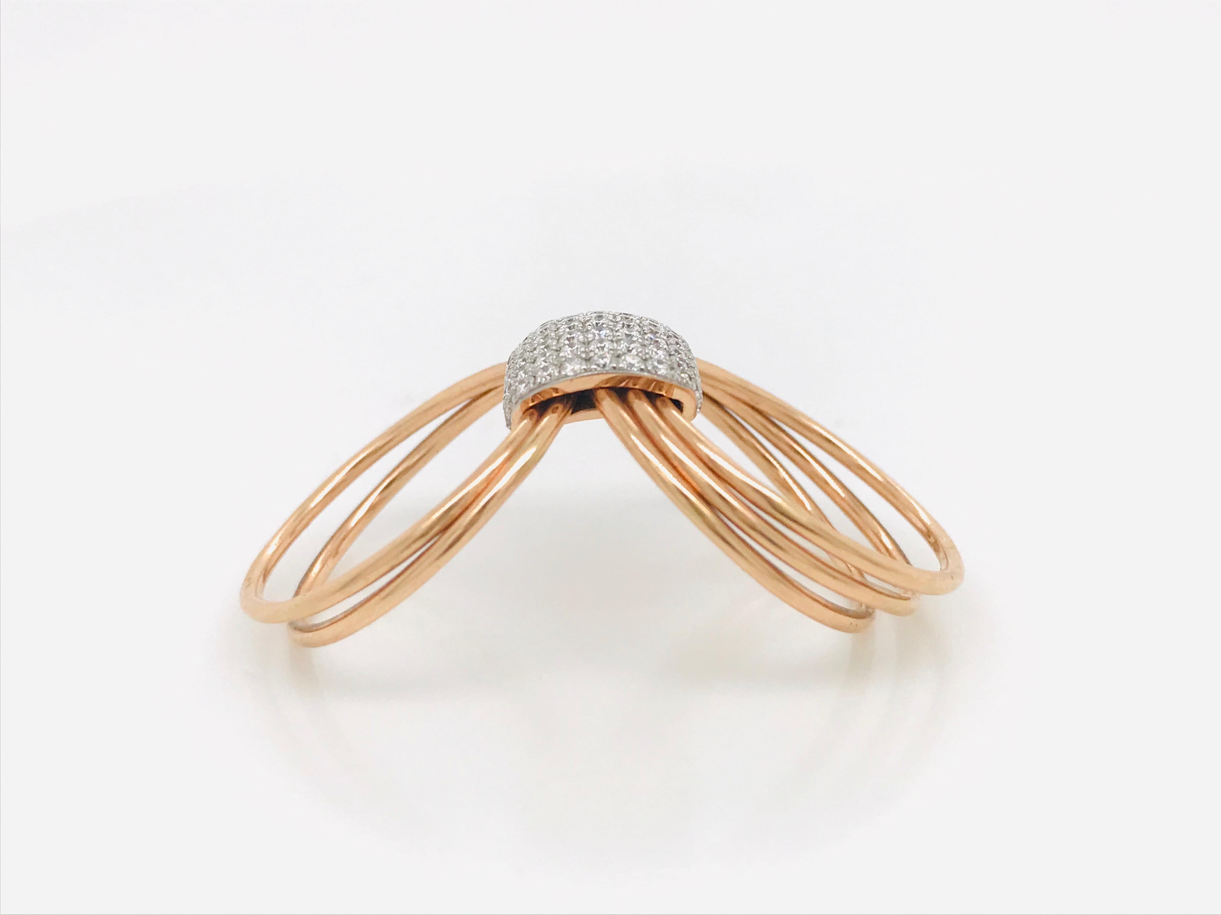 Articulated Rings Diamonds Rose Gold 18 Karat For Sale 8