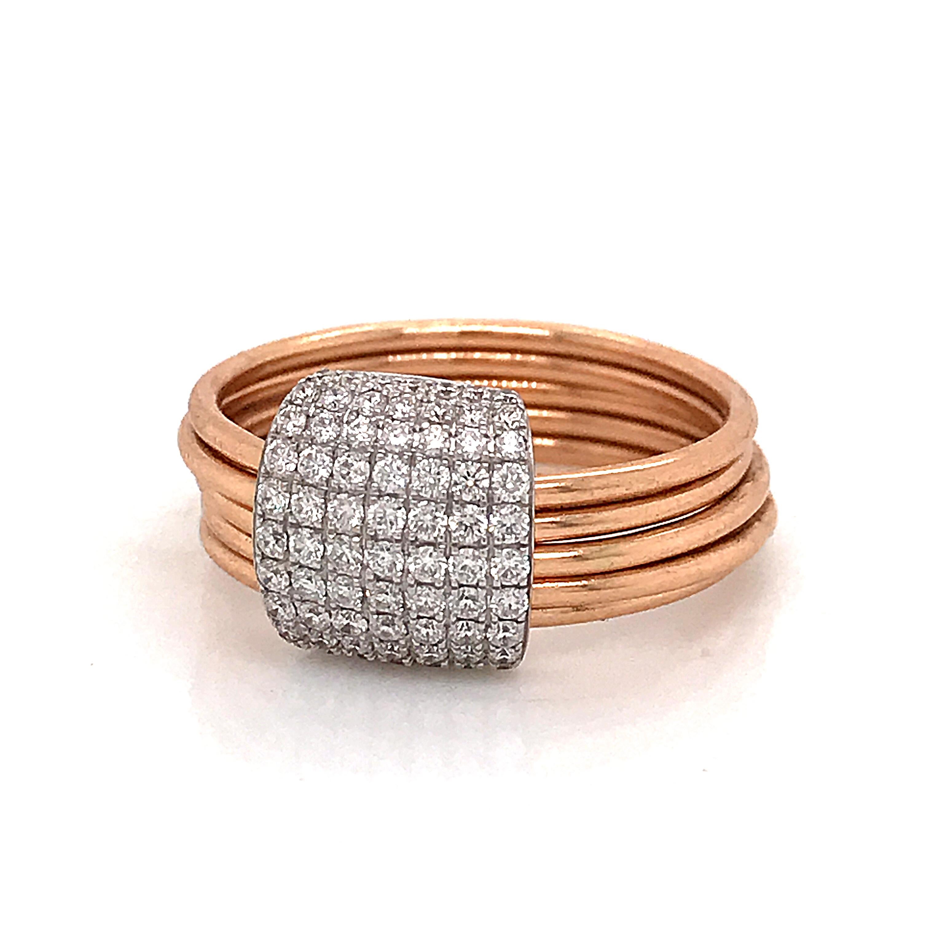 Contemporary Articulated Rings Diamonds Rose Gold 18 Karat For Sale