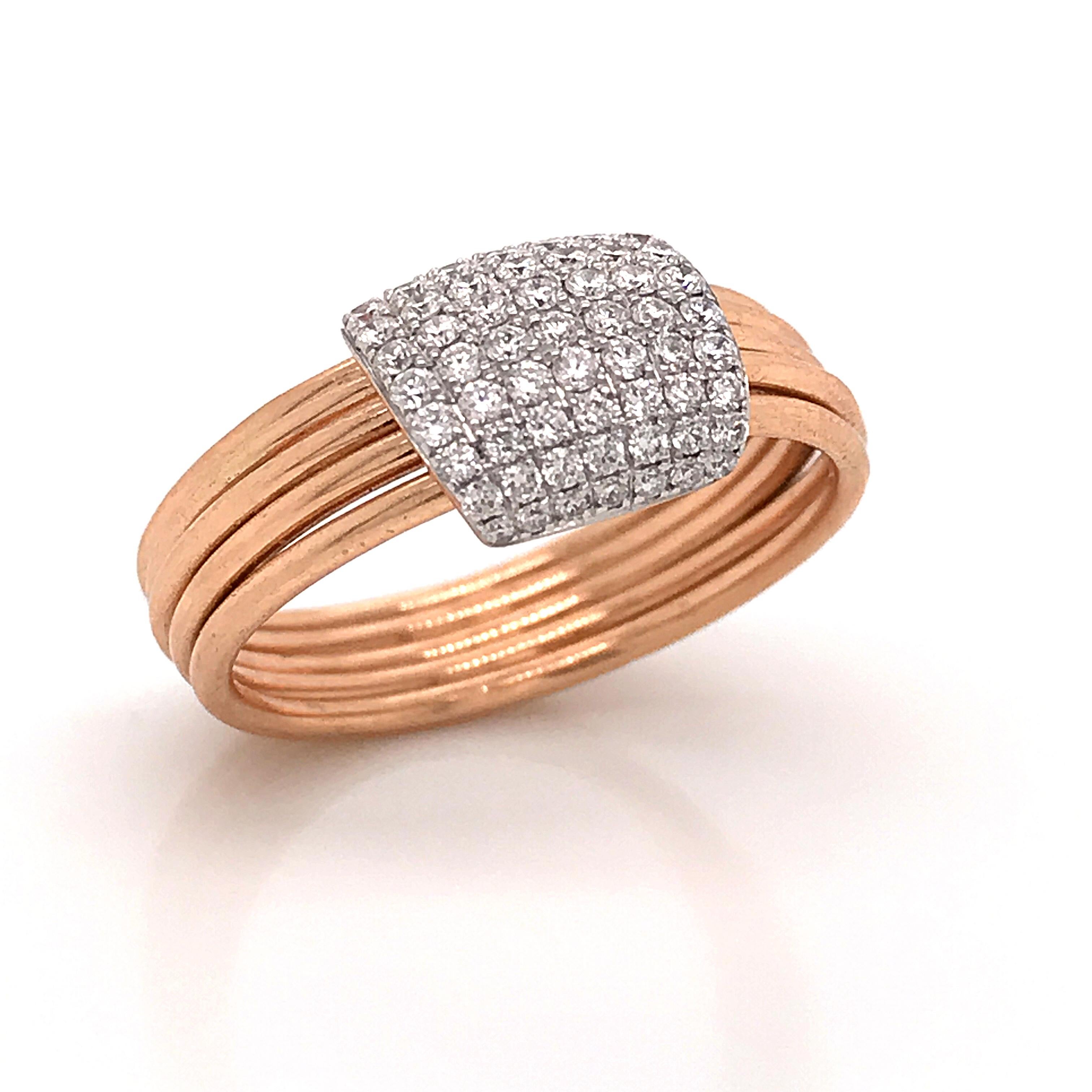 Brilliant Cut Articulated Rings Diamonds Rose Gold 18 Karat For Sale