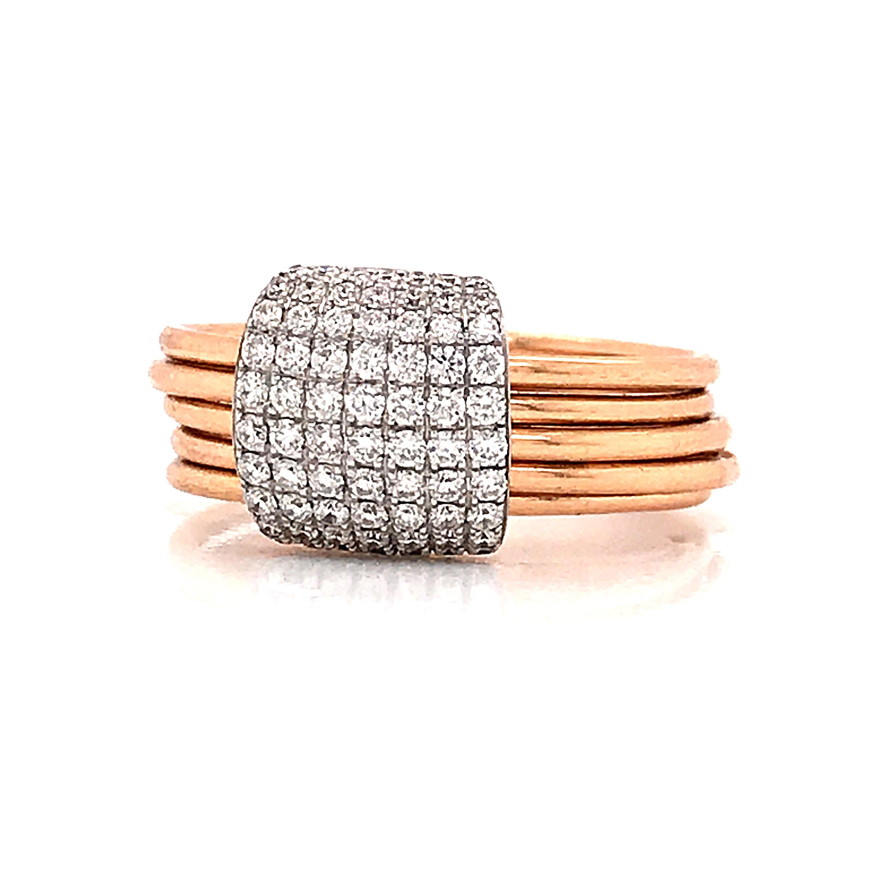 Women's Articulated Rings Diamonds Rose Gold 18 Karat For Sale