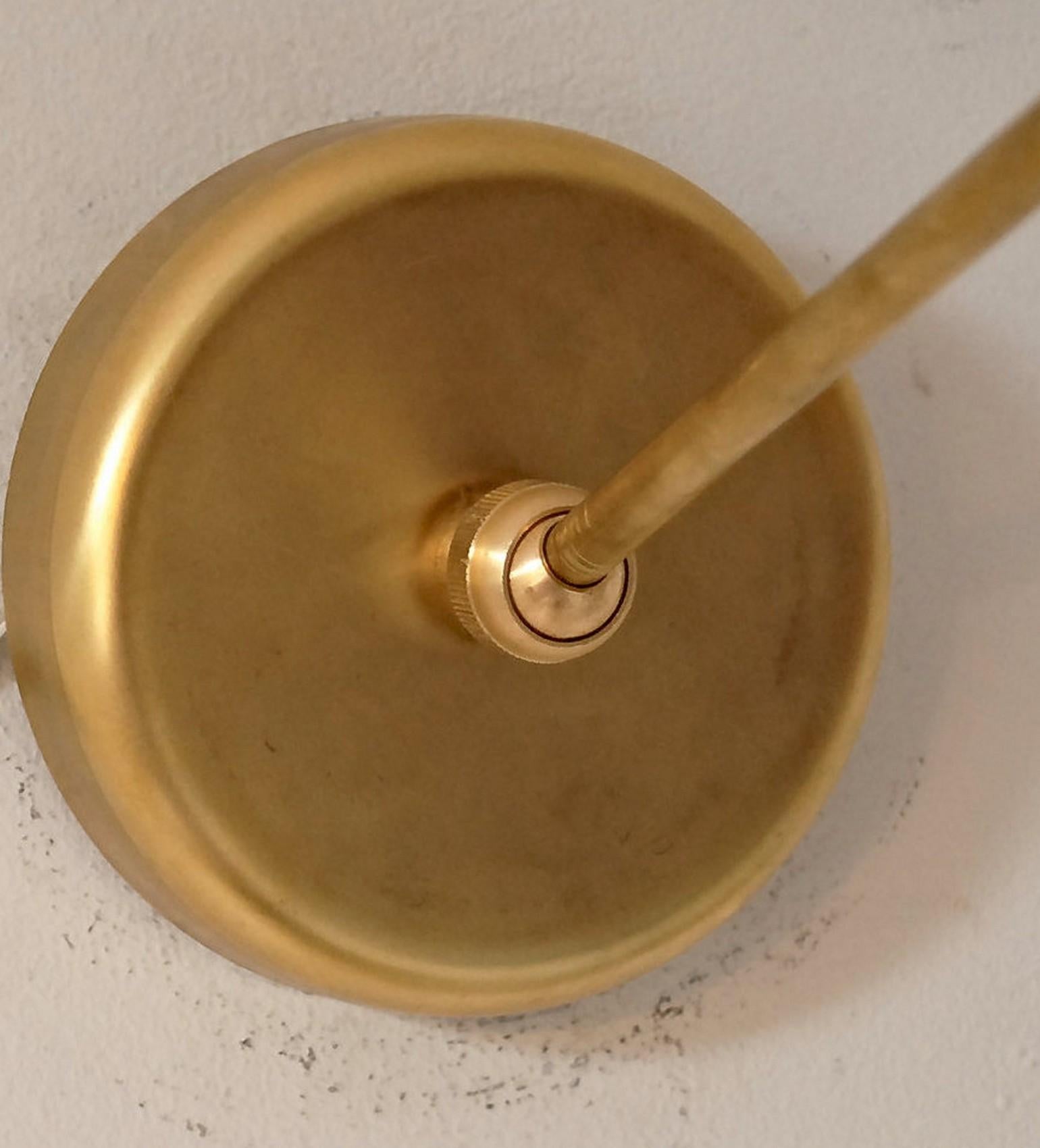 Pair of Articulated Sconce Mid-Century Modern Solid Brass Black and White For Sale 9