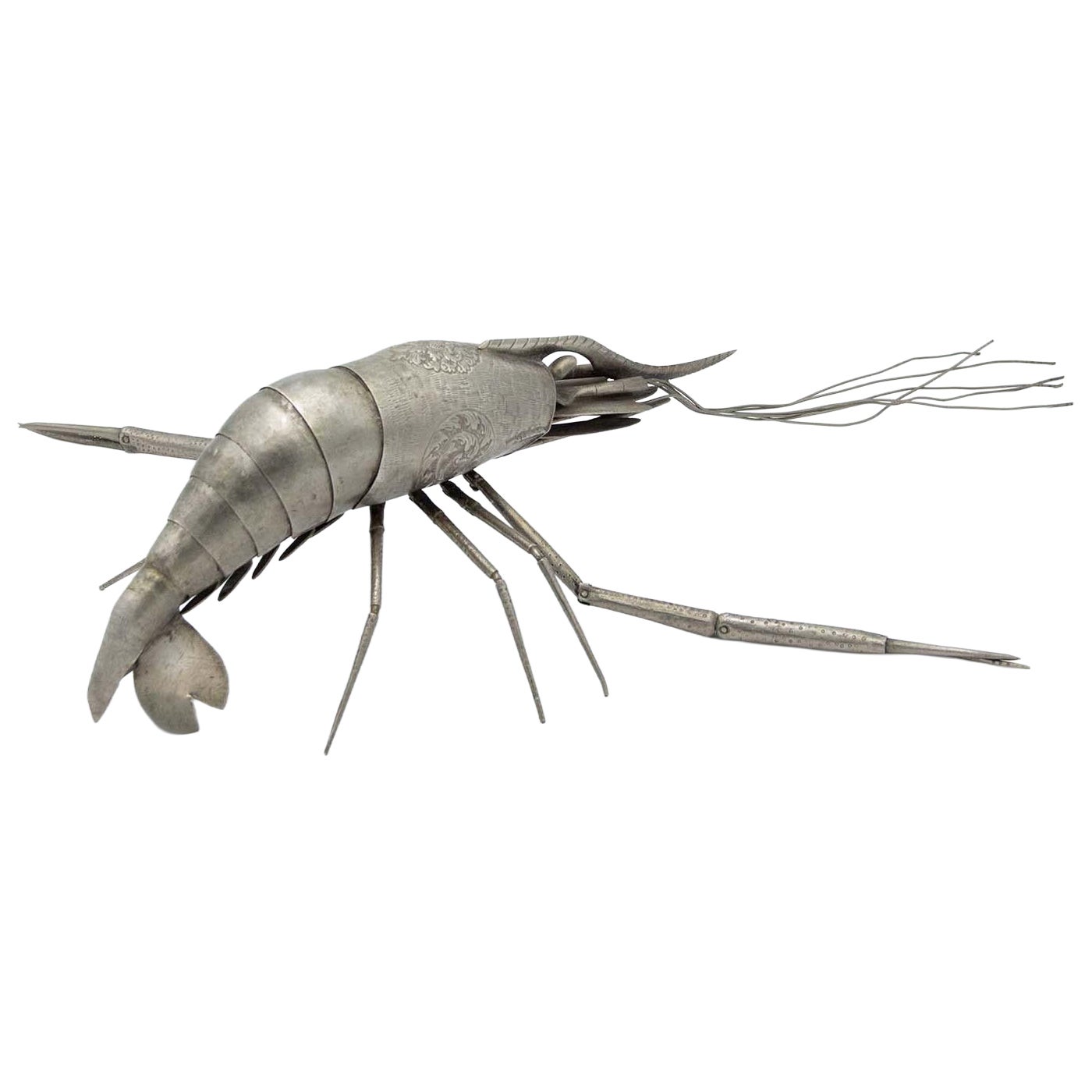 Articulated silver lobster For Sale