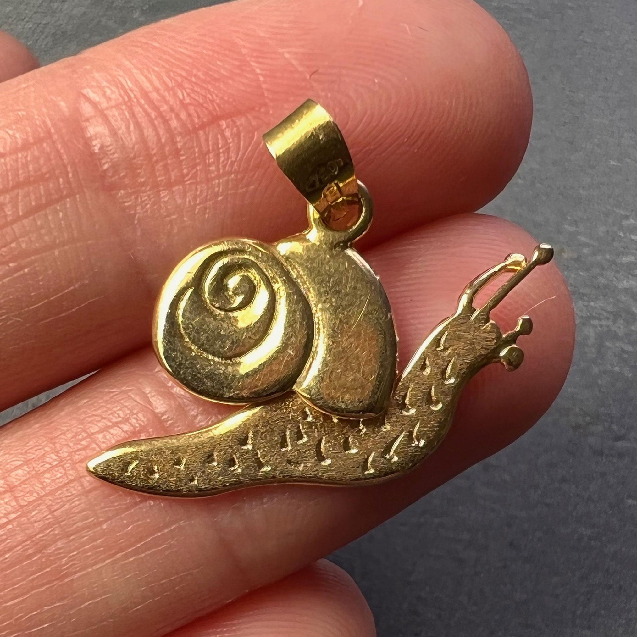 Articulated Snail 18K Yellow Gold Charm Pendant 1