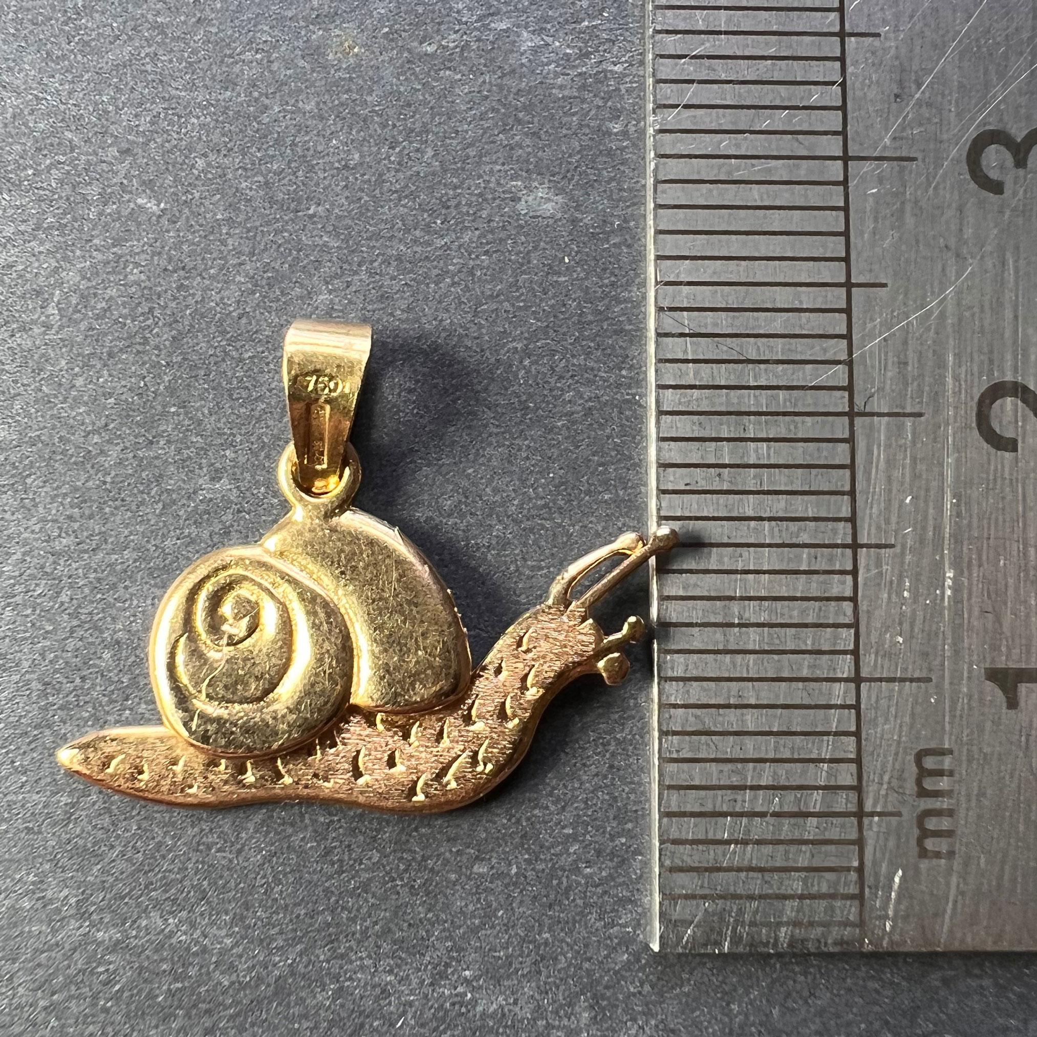 Articulated Snail 18K Yellow Gold Charm Pendant 2