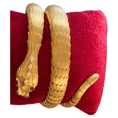 Articulated Snake Bracelet Yellow Gold 18 Karat Ruby Emerald and Diamond Italy