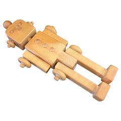 Articulated Solid Wood Robot Toy Midcentury