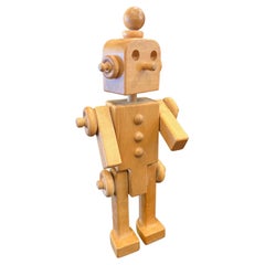 Vintage Articulated Solid Wood Robot Toy Midcentury