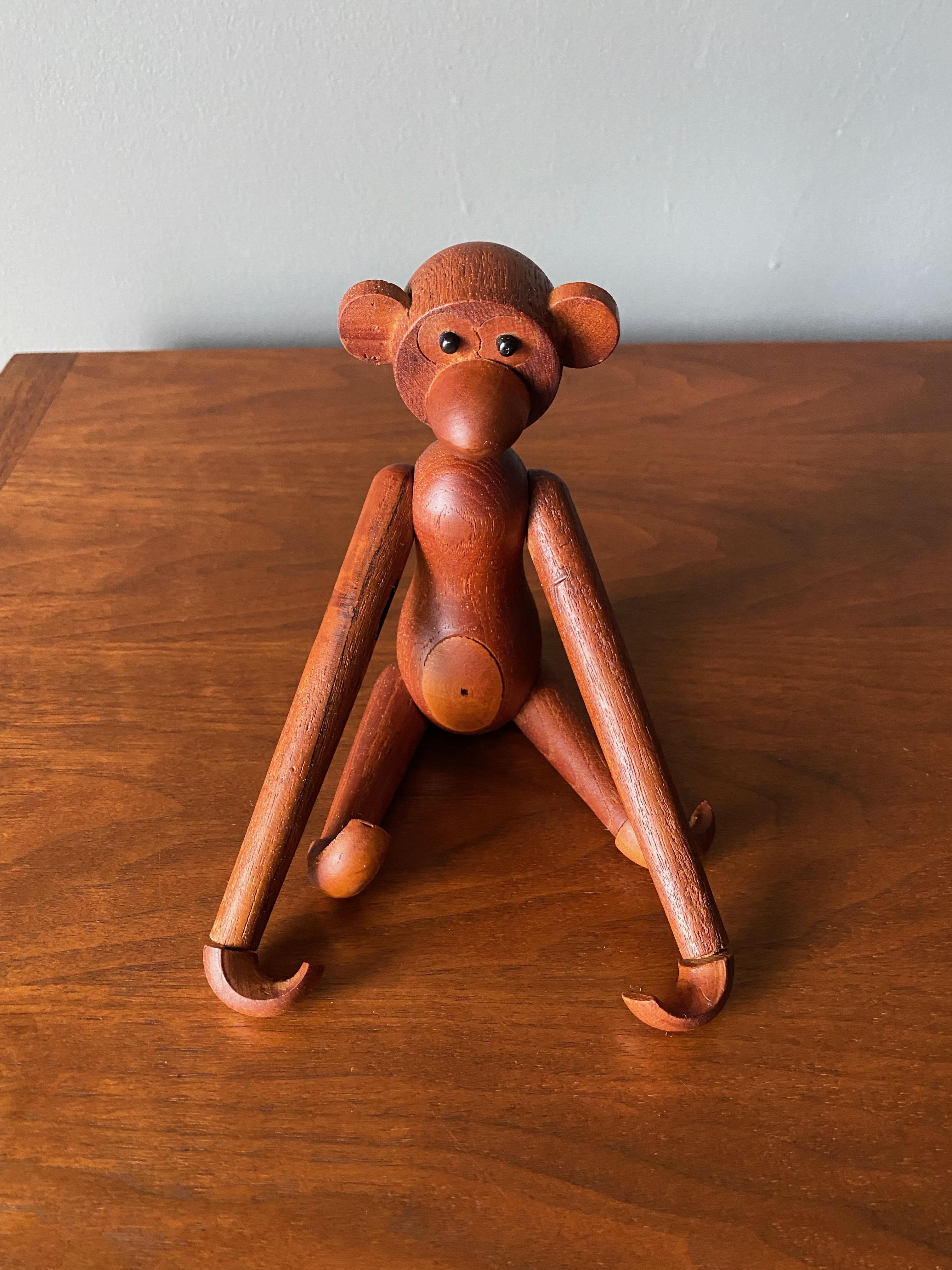 Carved Articulated Teak Monkey in the Style of Kay Bojesen, circa 1960s