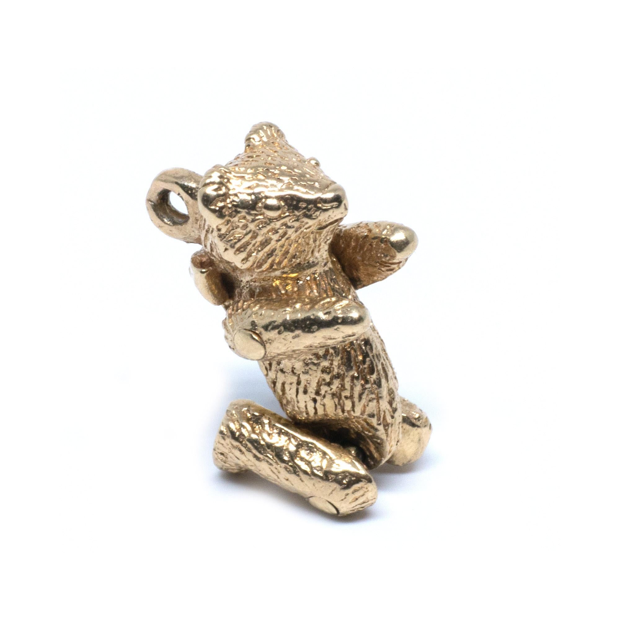 Modern Articulated Teddy Bear Toy 14 Karat Gold Charm