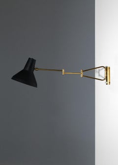 Articulated Wall Light by Lunel 1960s Black swing