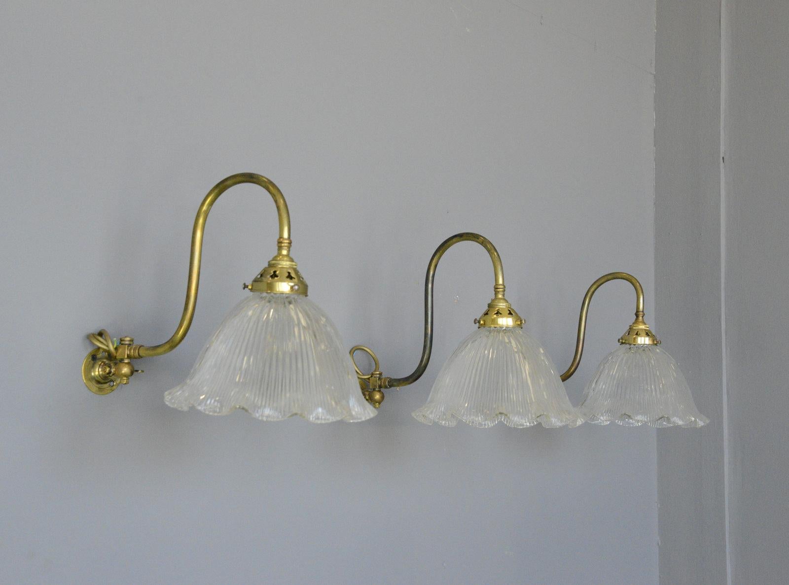 Brass Articulated Wall Sconces by Holophane, circa 1910