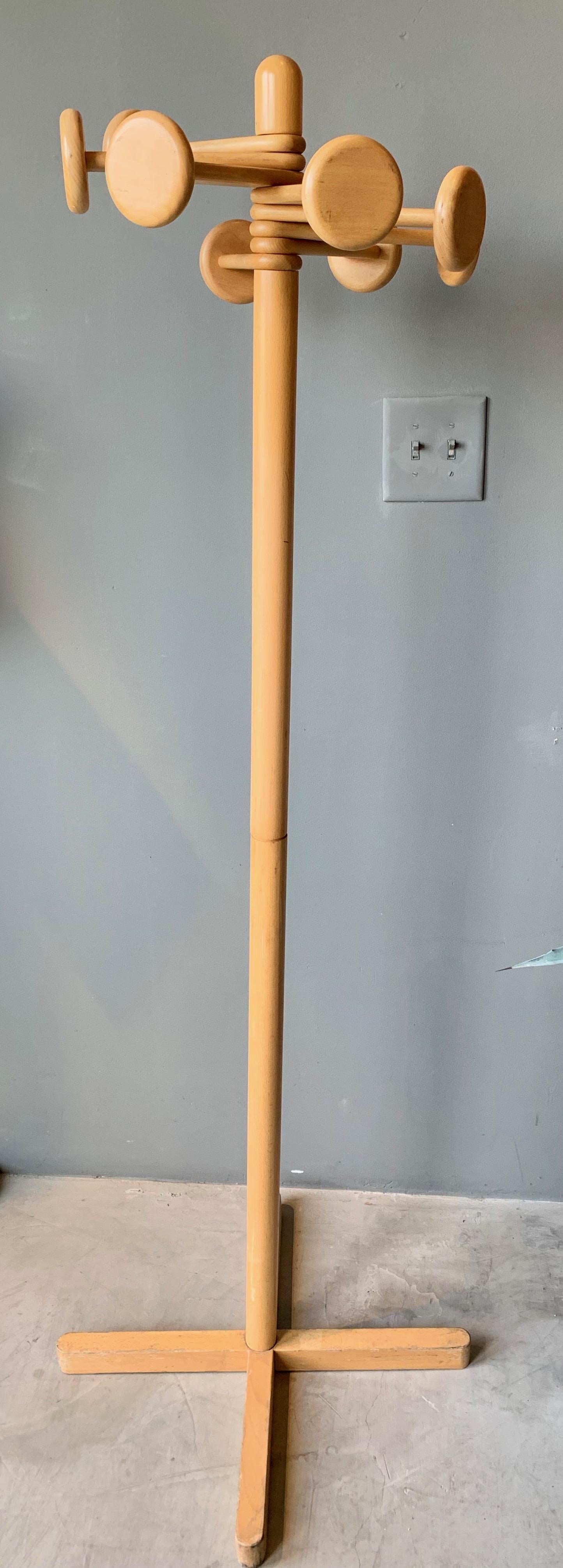 Late 20th Century Articulated Wood Coat Rack For Sale