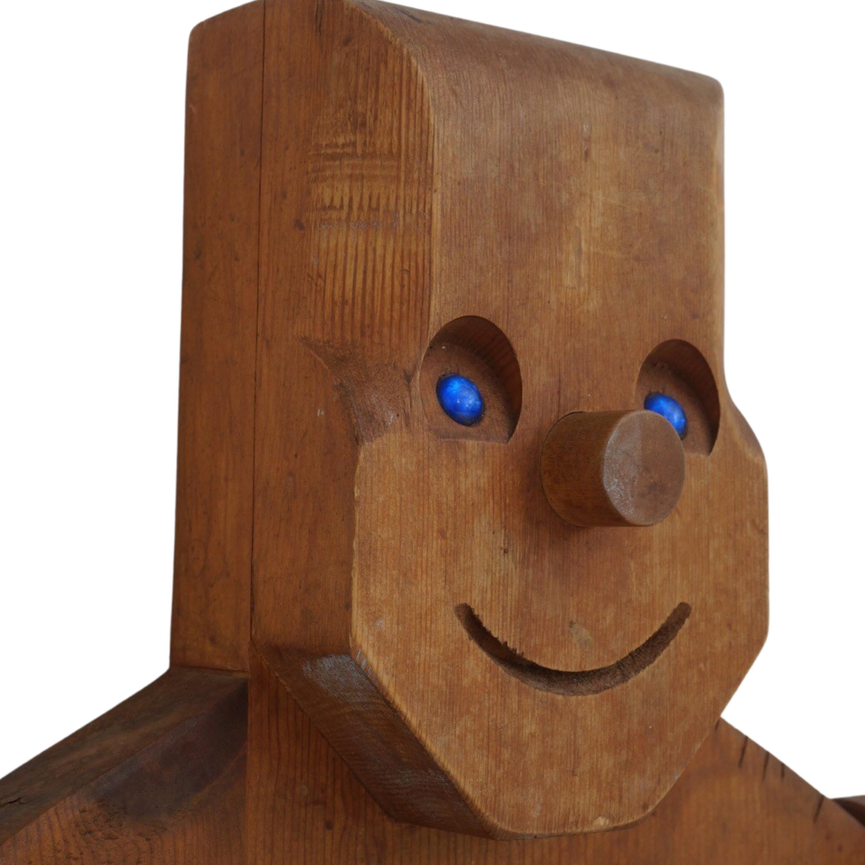 This almost life-sized jointed wood figure isn't just a conversation starter; he's a conversation monopolizer! Is a home really ever complete without one?! Created and designed by Don Ellefson in the 1980s, it's a nod to quirky folk art with a
