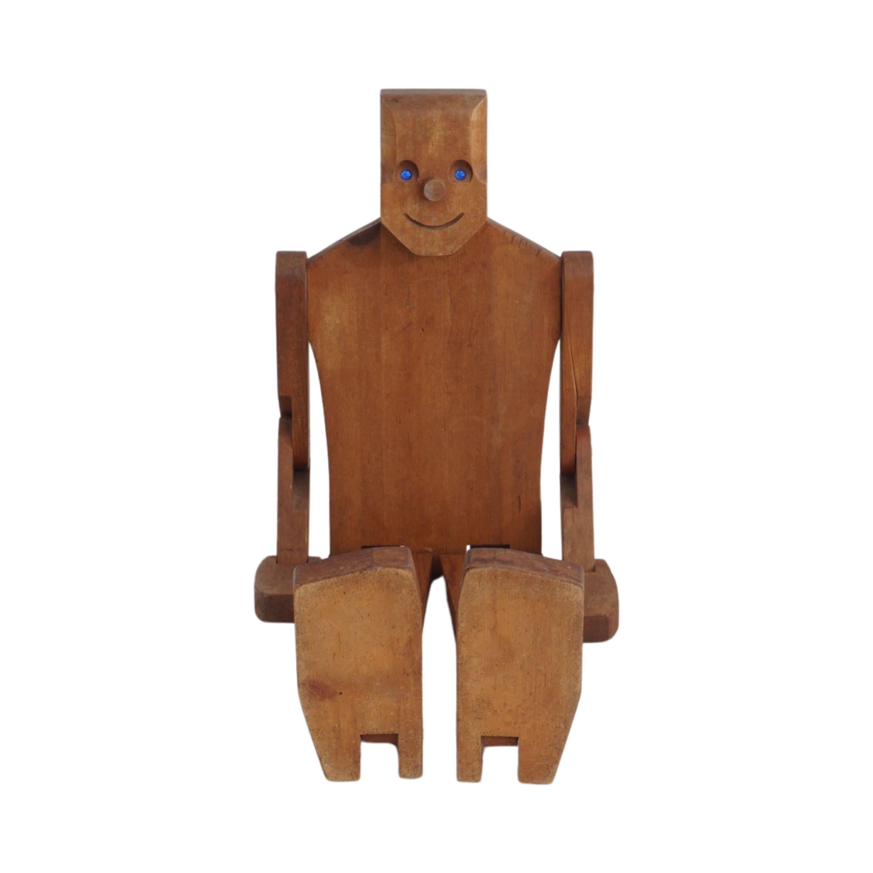 Mid-Century Modern Articulated Wood Figure by Don Ellefson, 1980s For Sale
