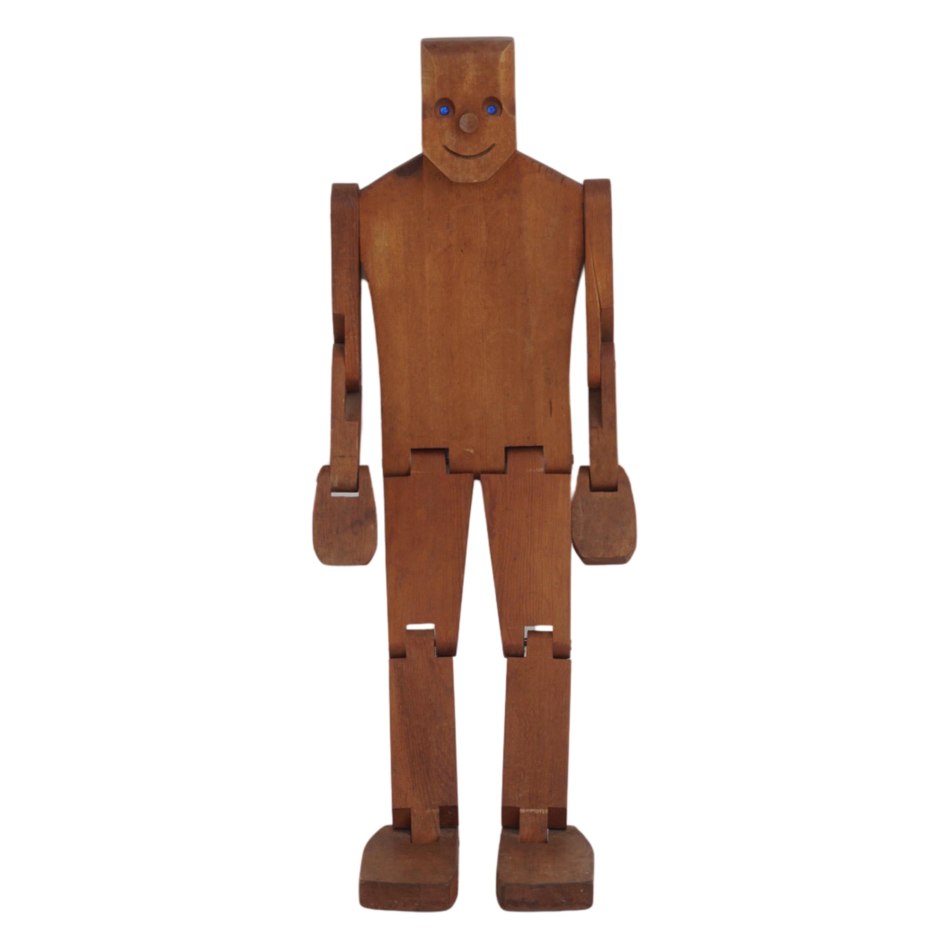 Late 20th Century Articulated Wood Figure by Don Ellefson, 1980s For Sale