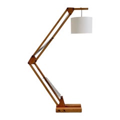 Articulated Wooden Floor Lamp, circa 1970, France.