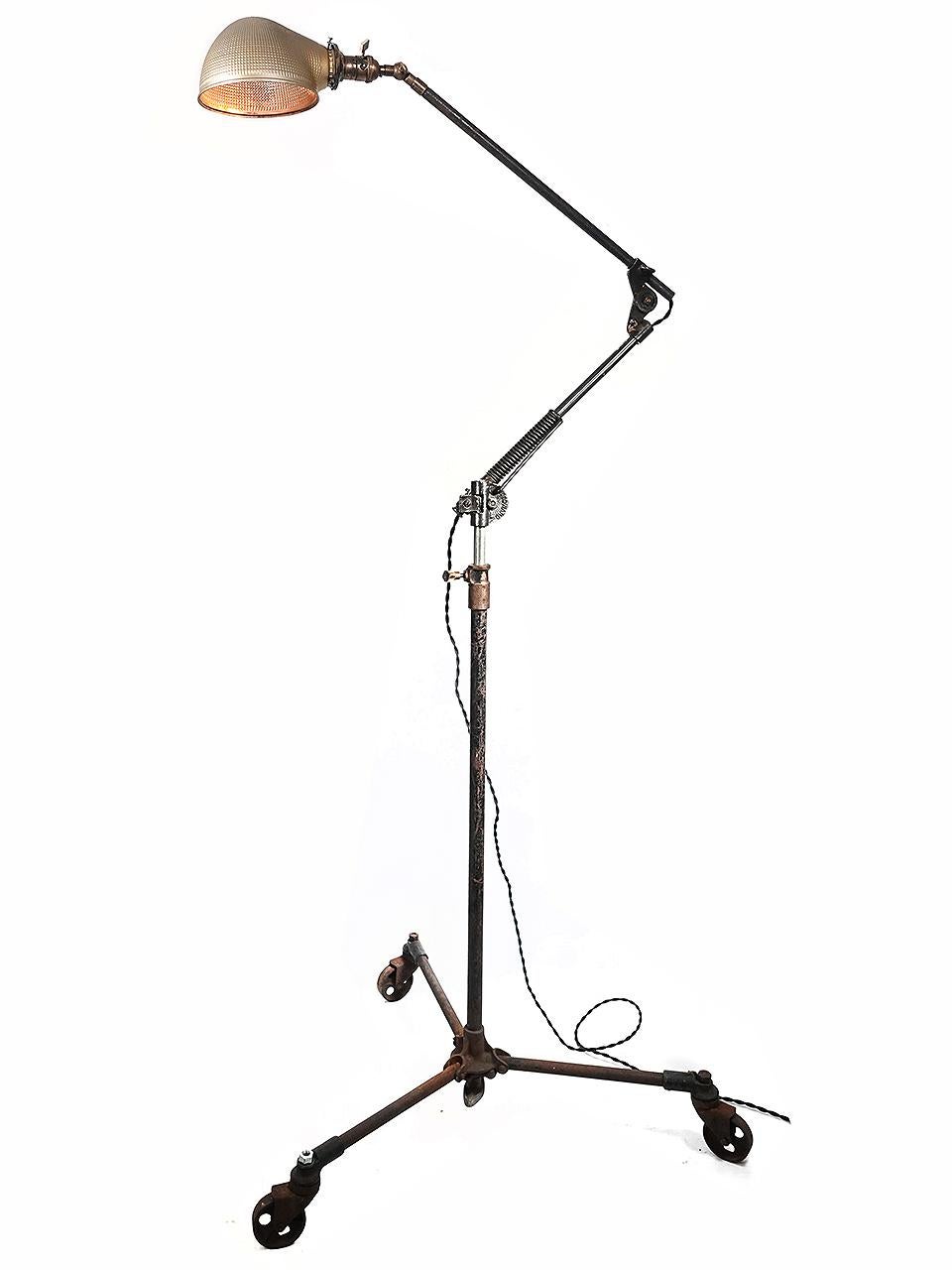 American Articulated Woodward Machinists Floor Lamp