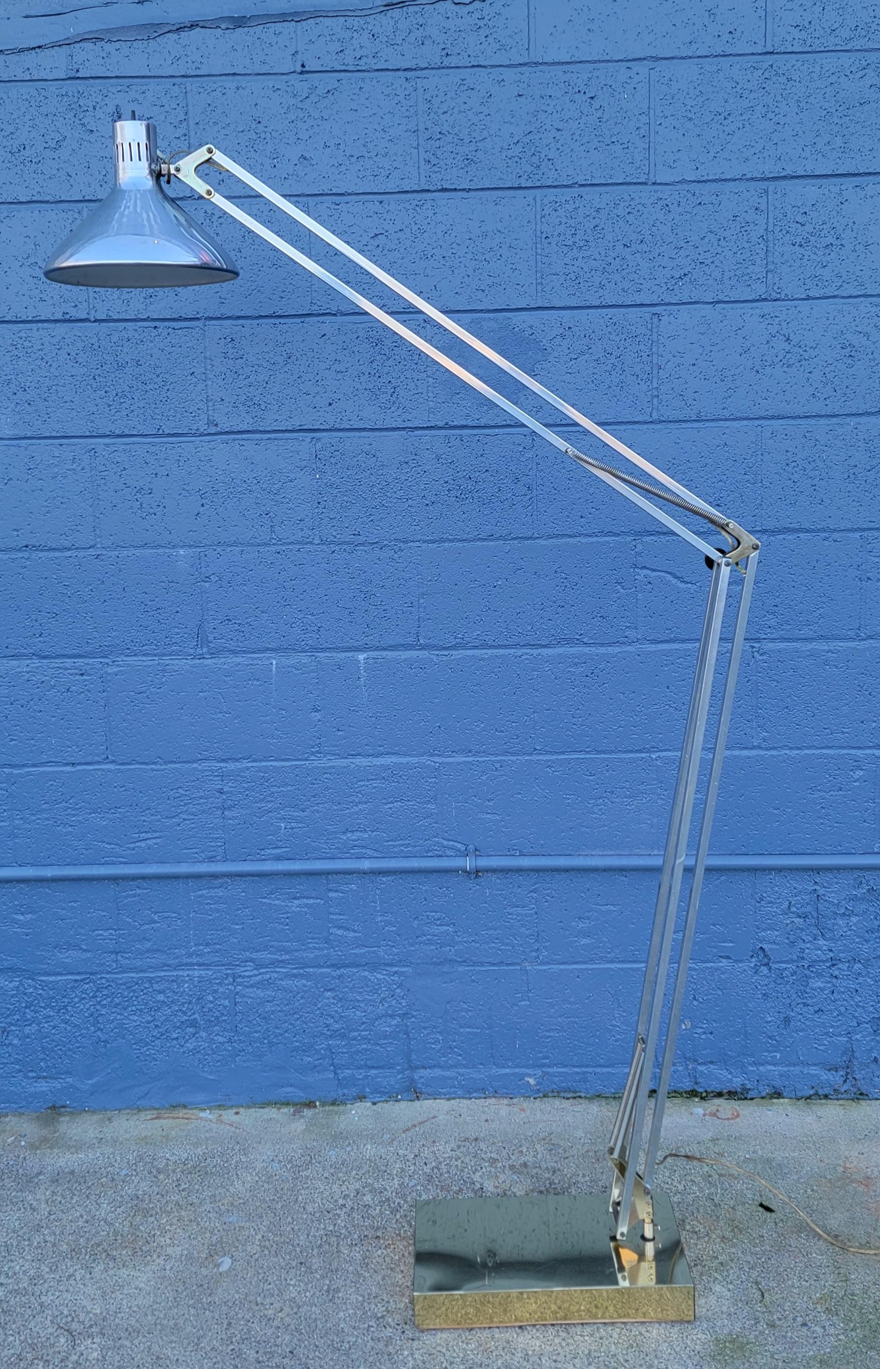 Articulating Aluminum & Brass Floor Lamp For Sale 2