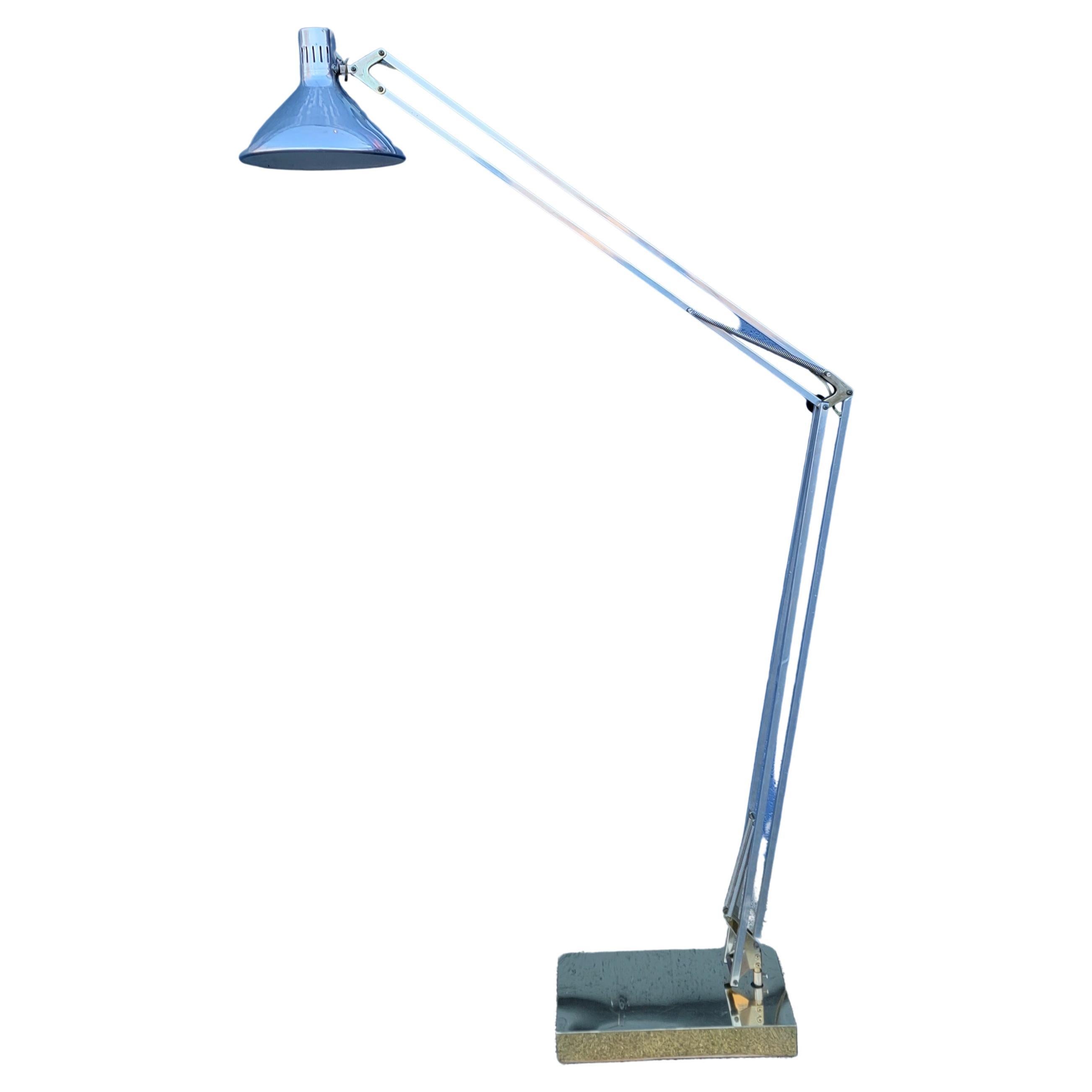 Articulating Aluminum & Brass Floor Lamp For Sale