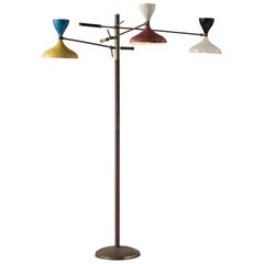 Vintage Articulating Brass and Metal Floor Lamp, Italy, circa 1950
