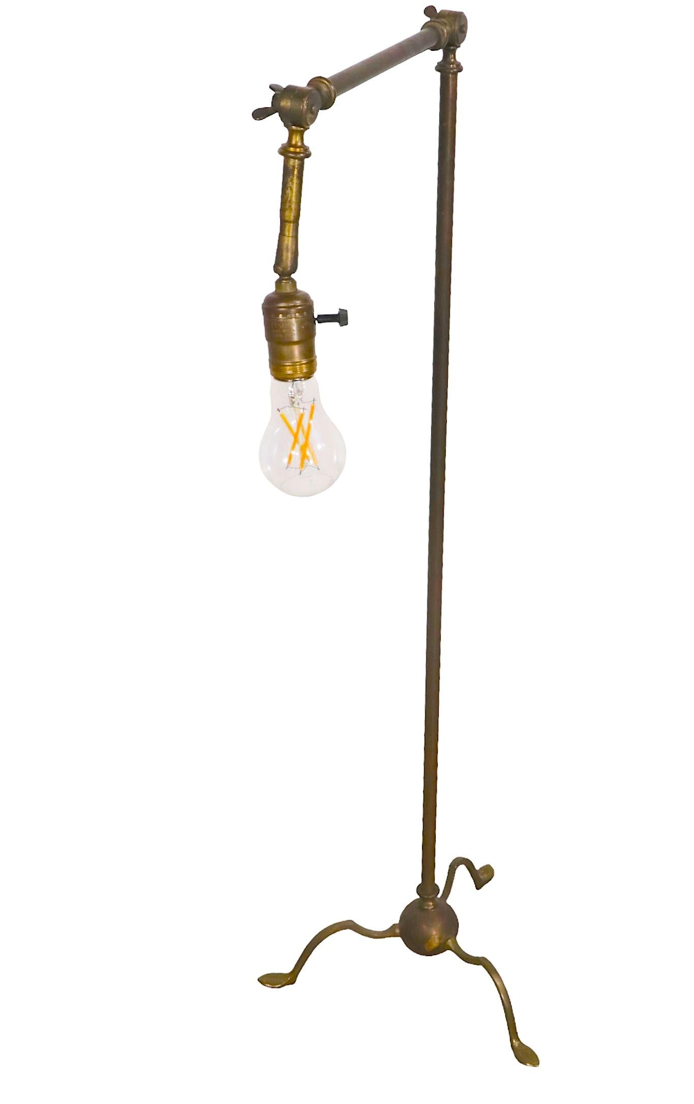 Articulating Brass Reading Floor Lamp in the Classical Style, C. 1900- 1930's For Sale 4