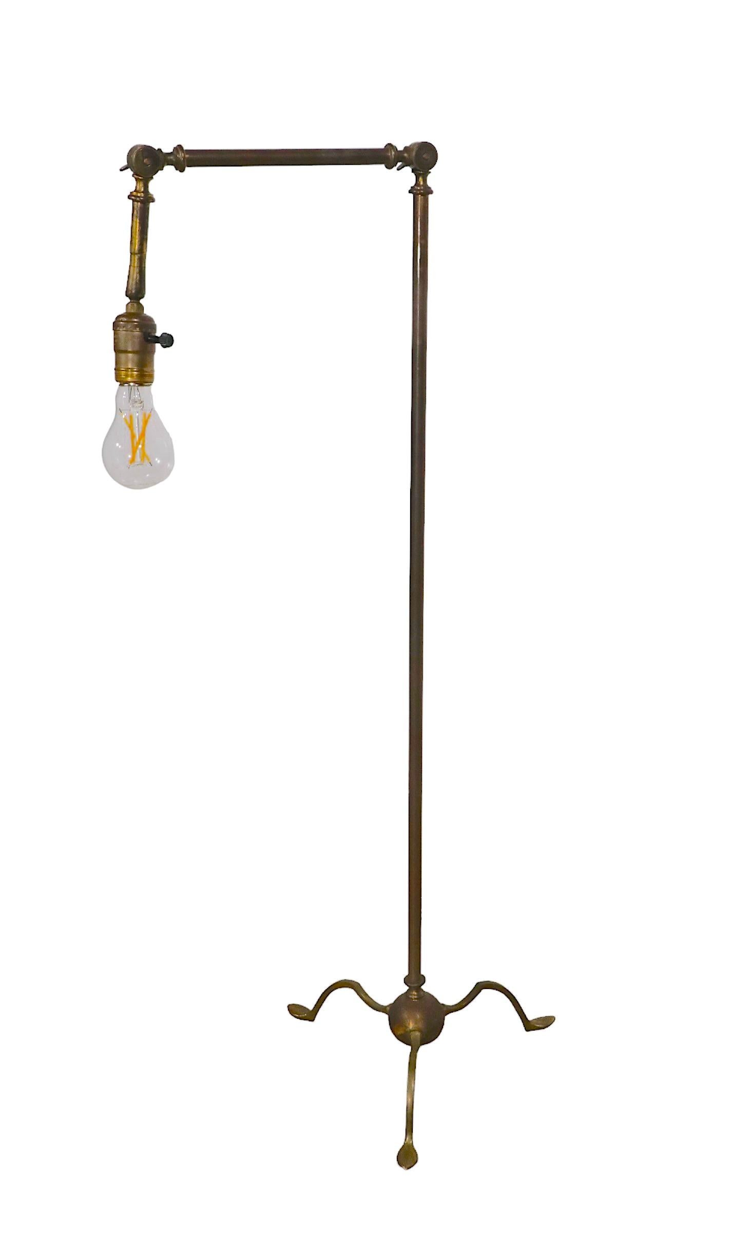 Articulating Brass Reading Floor Lamp in the Classical Style, C. 1900- 1930's For Sale 5
