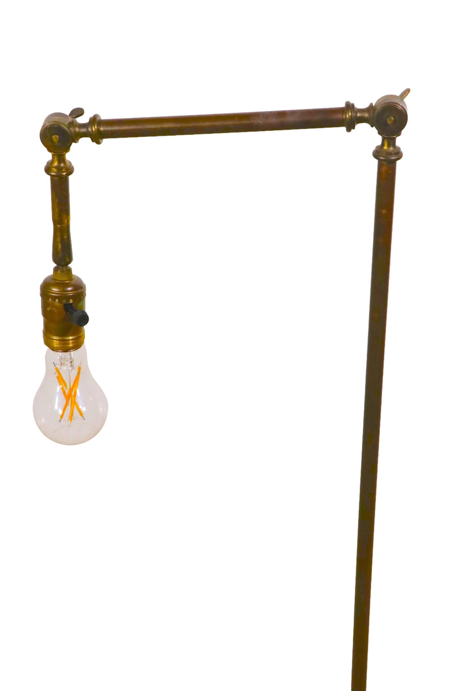Articulating Brass Reading Floor Lamp in the Classical Style, C. 1900- 1930's For Sale 6