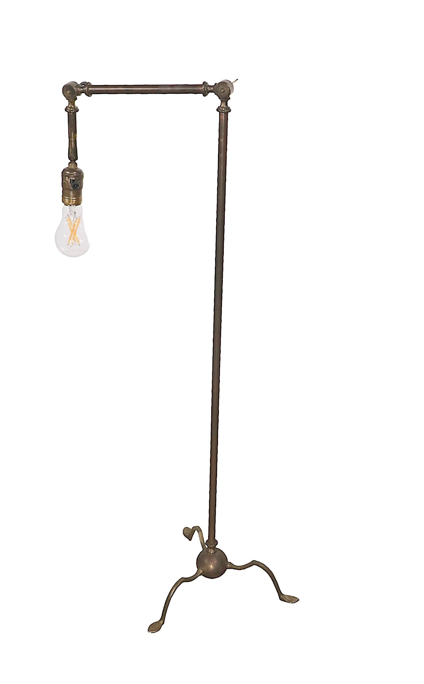 Articulating Brass Reading Floor Lamp in the Classical Style, C. 1900- 1930's For Sale 7