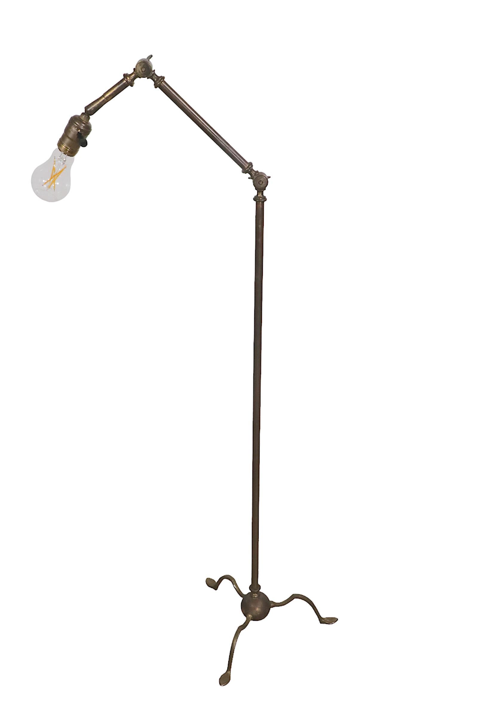 Articulating Brass Reading Floor Lamp in the Classical Style, C. 1900- 1930's For Sale 12